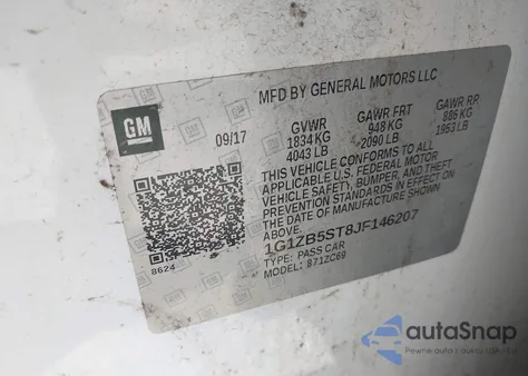 2018 Chevrolet Malibu 1Ls z USA, uszkodzony, nr VIN 1G1ZB5ST8JF146207